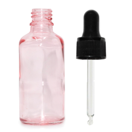 Pipetflesje 100ml Roze 1st. - Glazen Flesje met Zwarte Pipet