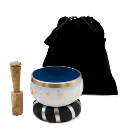 Yoga Houdingen Klankschaal - Wit & Blauw - 10.7cm