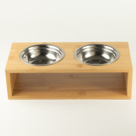Grote Dubbele Hondenvoerbak op Standaard – 2x13 cm