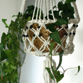 Macramé Plantenhanger Naturel – Handgemaakt – 77cm