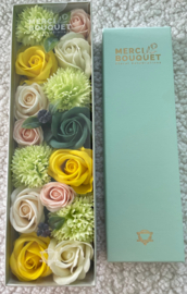 Zeepbloemen Lange Doos Geschenk Set - Lente Boeket Geel & Groen