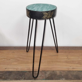 Ronde Plantentafel - Turquoise, Zwart & Gouden Details