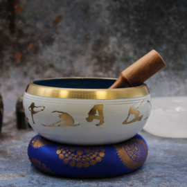 Yoga Houdingen Klankschaal - Wit & Blauw - 14cm