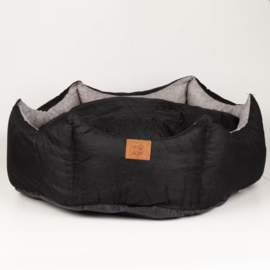 Luxe Hondenmand met Kroon – Zwart & Grijs 50x50x26 cm
