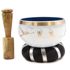 Yoga Houdingen Klankschaal - Wit & Blauw - 10.7cm