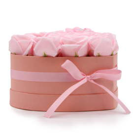 Luxe Zeeprozen Hartvorm Roze – 13 Zeepbloemen Cadeauset