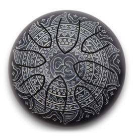 Stalen Tong Geluksdrumss Om Mandala Gegraveerd - 16cm