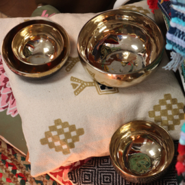 Grote Koperen Klankschaal Zwart & Goud - 17cm