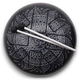 Medium Stalen Tong Geluksdrumss Om Mandala Gegraveerd - 22x15cm