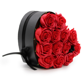 Luxe Zeeprozen Hartvorm Rood – 13 Zeepbloemen Cadeauset