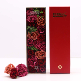 Zeepbloemen Lange Doos Geschenk Set - Vintage Rozen Rood & Roze