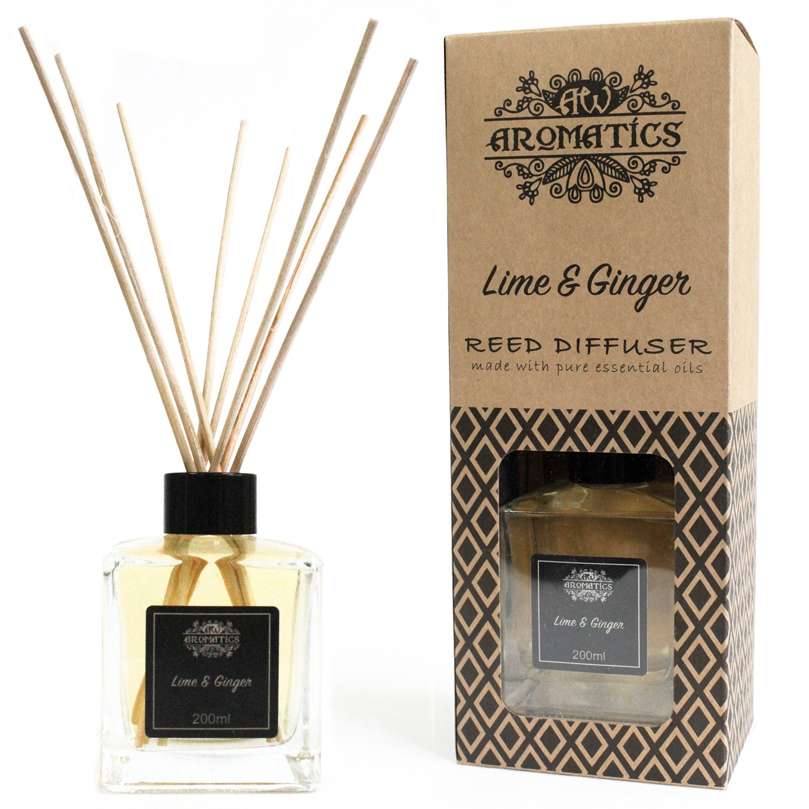 Geurstokjes - Limoen & Gember - 200ml Riet Diffuser