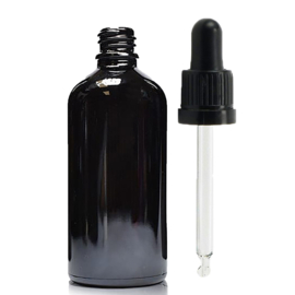 Pipetflesje 100ml Zwart 1st. – Glazen Flesje met Pipet