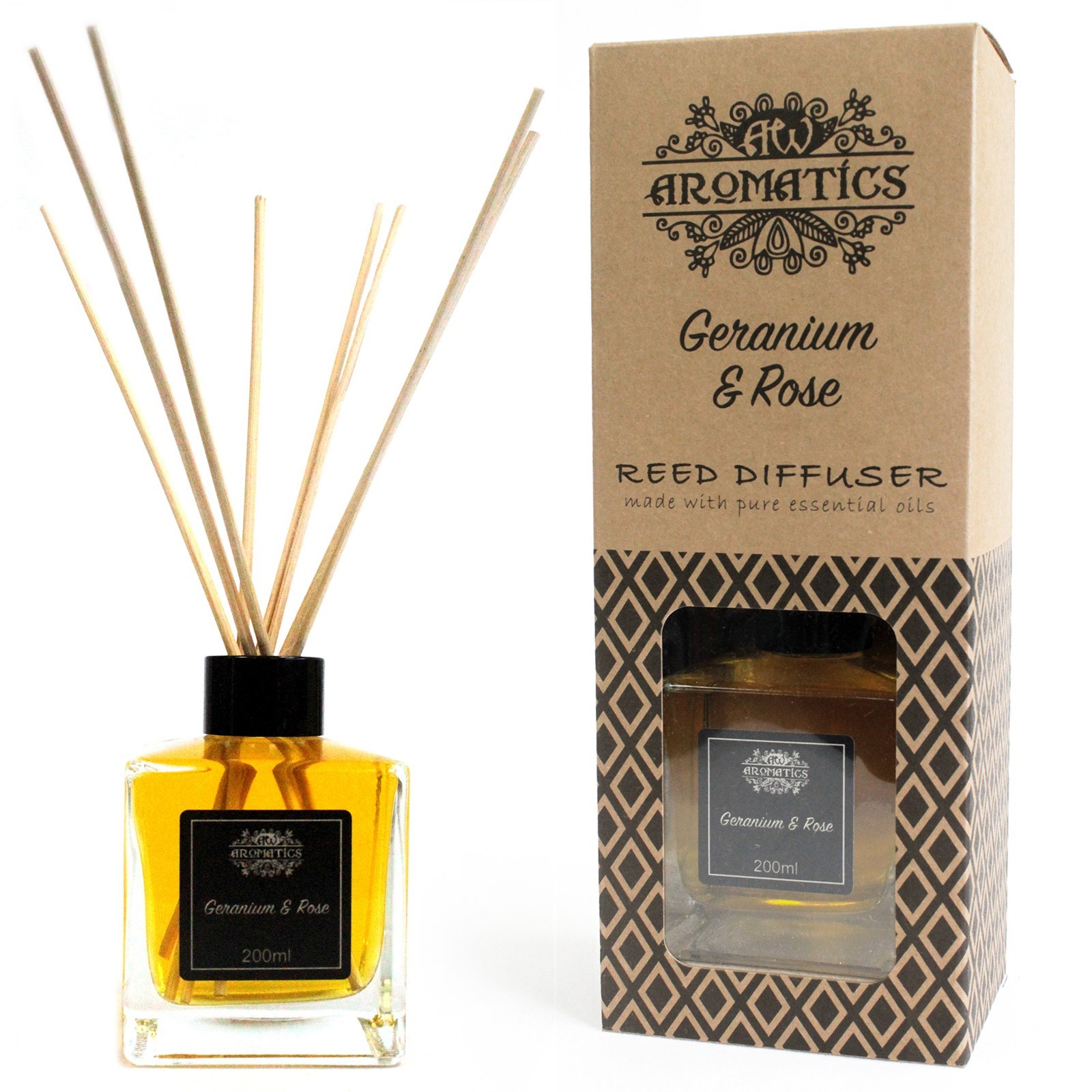 Geurstokjes - Geranium & Roos - 200ml Riet Diffuser