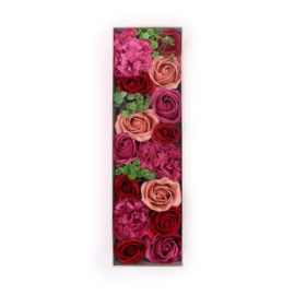 Zeepbloemen Lange Doos Geschenk Set - Vintage Rozen Rood & Roze