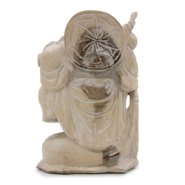 Handgesneden Boeddhabeeld Bring Wood – Whitewash – 30 cm