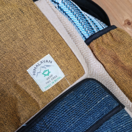 Grote Boxy Hennep Rugtas - Teal & Kurkuma