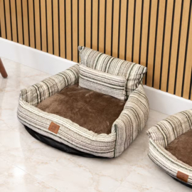 Medium Sofa Hondenmand Bruine Strepen – 60x60x28 cm