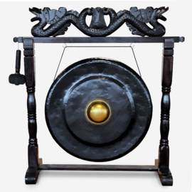 Healing Gong In Standaard - Zwart Patroon - 80cm