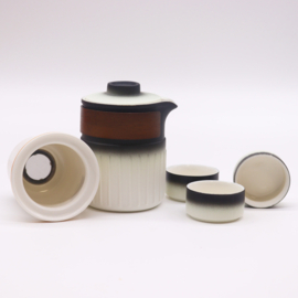 Keramische Kruidenthee Servies – Theepot met Drie Kopjes & Reisetui