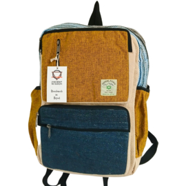 Grote Boxy Hennep Rugtas - Teal & Kurkuma