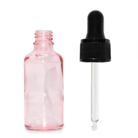Pipetflesje 30ml Roze 1st. - Glazen Flesje met Zwarte Pipet