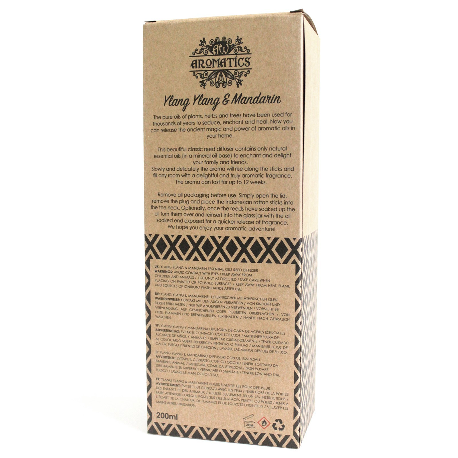 Geurstokjes - Ylang Ylang & Mandarijn - 200ml Riet Diffuser