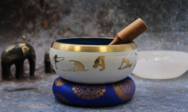 Yoga Houdingen Klankschaal - Wit & Blauw - 14cm