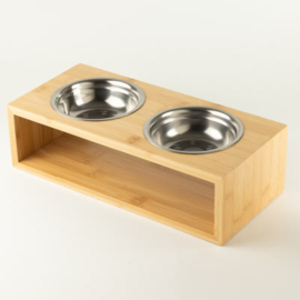 Grote Dubbele Hondenvoerbak op Standaard – 2x13 cm