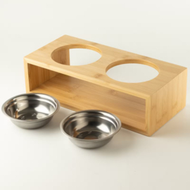 Grote Dubbele Hondenvoerbak op Standaard – 2x13 cm