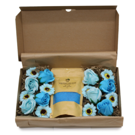 Badzout & Zeepbloemen Cadeauset - Totale Ontspanning