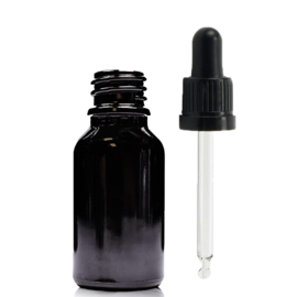 Pipetflesje 15ml Zwart 1st. – Glazen Flesje met Pipet