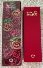 Zeepbloemen Lange Doos Geschenk Set - Vintage Rozen Rood & Roze
