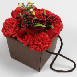 Zeepbloemen Boeket - Rode Roos & Anjer