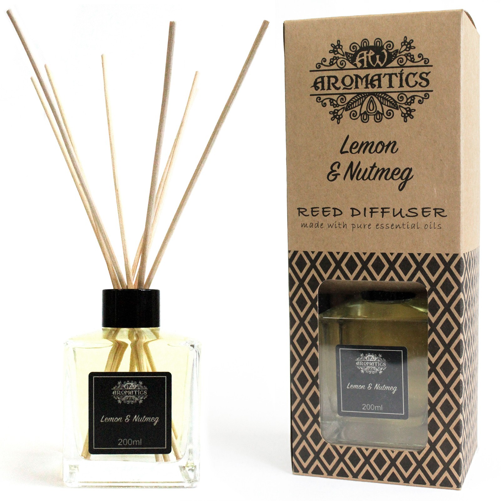 Geurstokjes - Citoen & Nootmuskaat - 200ml Riet Diffuser
