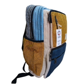 Grote Boxy Hennep Rugtas - Teal & Kurkuma