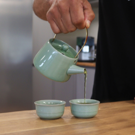Jade Kruidentehee Servies - Theepot & Twee Kopjes