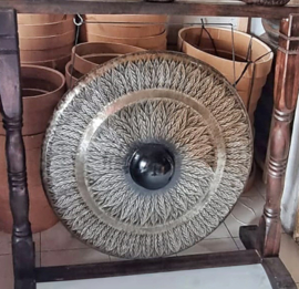 Healing Gong In Standaard - Zwart & Zilver Patroon - 80cm