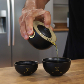 Gelukskat Kruidenthee Servies – Zwart - Reispakket