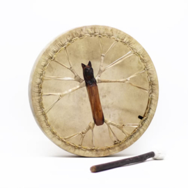 Sjamanentrommel & Stok – Geest van de Wolf – Stembaar – 40 cm