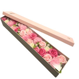 Zeepbloemen Extra Lange Doos Geschenk Set - Roze Tinten