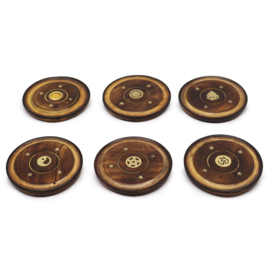 Mangohouten Wierookschijf voor Wierookkegels & Wierookstokjes - 9x1cm