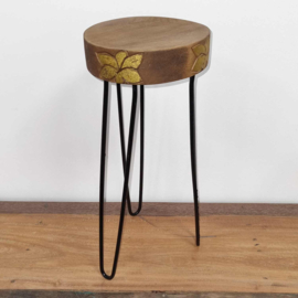 Ronde Plantentafel - Hout & Gouden Details