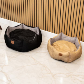 Luxe Hondenmand met Kroon – Zwart & Grijs 50x50x26 cm