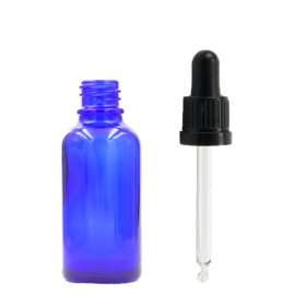 Pipetflesje 10ml Blauw st. - Glazen Flesje met Zwarte Pipet