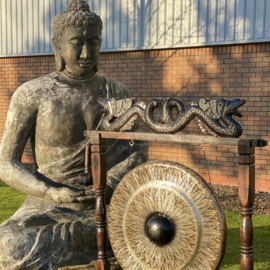 Healing Gong In Standaard - Zwart & Zilver Patroon - 80cm