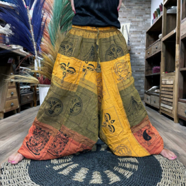 Harembroek Himalaya Print Oranje/Groen - Unisex - Extra Laag Kruis