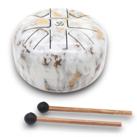 Medium Stalen Tong Geluksdrumss Marmer - 17x13cm