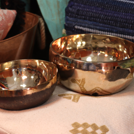 Grote Koperen Klankschaal Zwart & Goud - 17cm