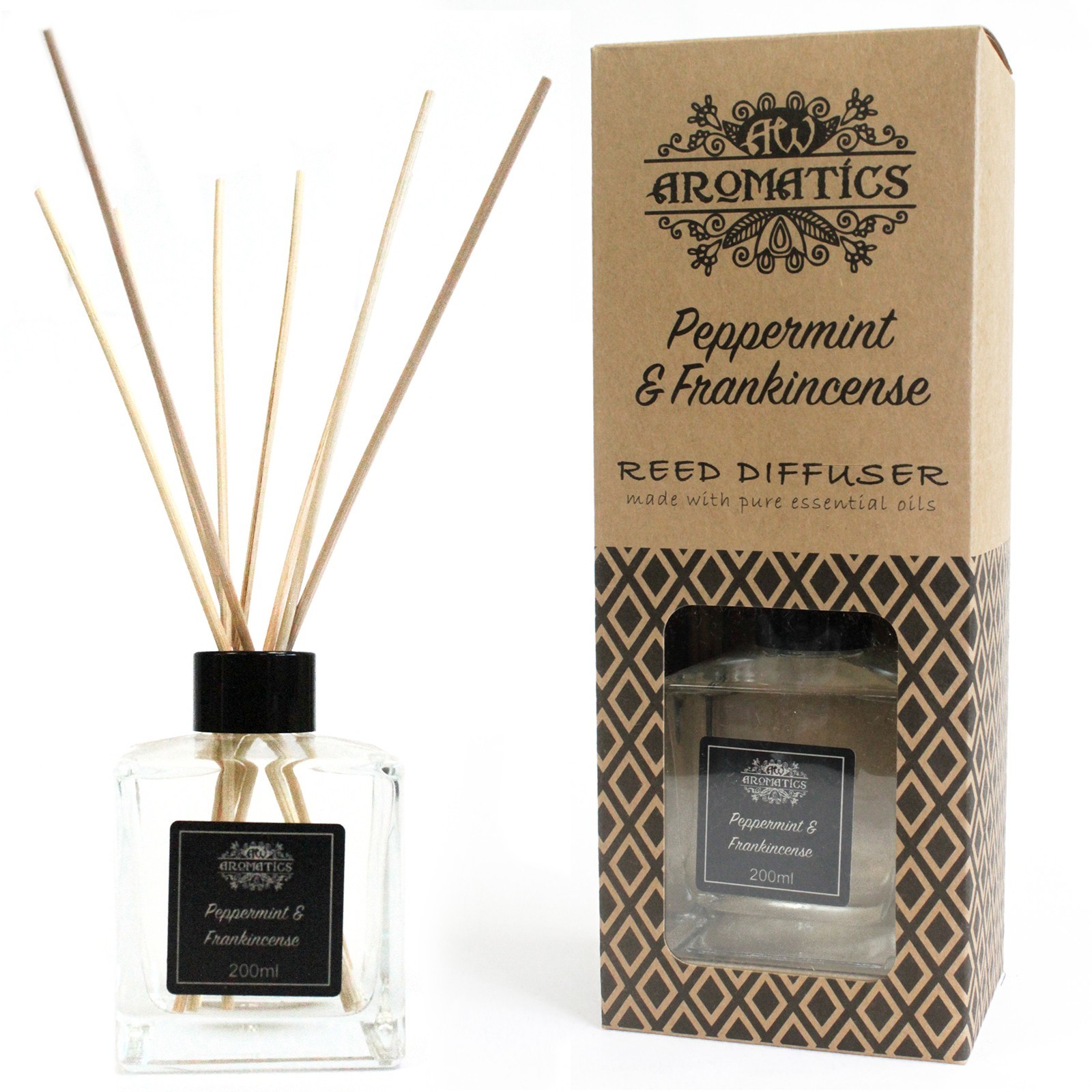 Geurstokjes - Pepermunt & Wierook - 200ml Riet Diffuser